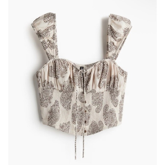H&M Tops - H&M Boho Paisley Cottagecore‎ Corset Smocked Crop Top Medium NWT